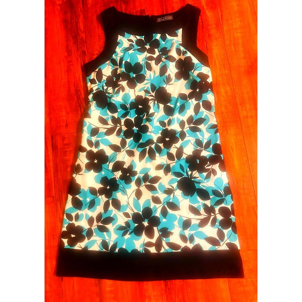 Jessica Howard Foral Feminine Retro Style Structured Sleeveless Fitted Dress 10